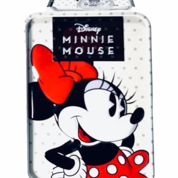 A21-NIB Minnie Mouse Silver with Pink Leather Band 3 Hand Watch - Picture 6 of 8